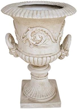 GDFStudio Noble House Adonis Outdoor Roman Chalice Garden Urn Planter in Antique White by GDFStudio