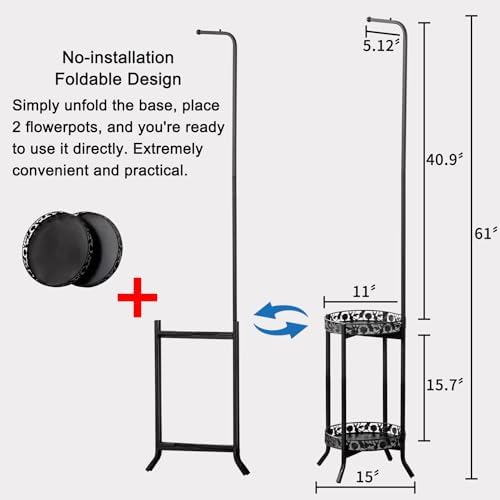 COPREE 2-tier Hanging Plant Stand 2 Pack, Space-Saving Iron Planter Shelves Flower Pot Organizer Rack Multiple Flower Pot Display Holder Shelf Indoor Outdoor Heavy Duty Planter Shelving Unit - Image 3
