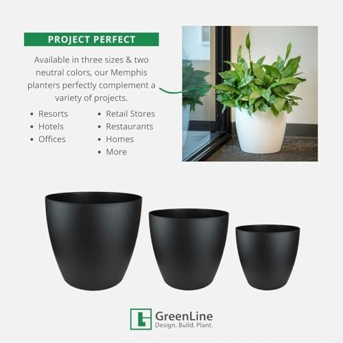 Memphis 15" Round Indoor Floor Planter Pot – Lightweight & Durable Plastic, Modern Design, Made in USA, Recyclable Large Plant Container for Home & Office Décor (Espresso Meta - Image 5