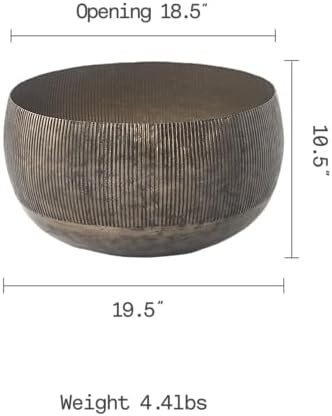 FAB HAB Sow Antique Brass Bowl Metal Planters - Large, Handmade Aluminum Pots for Indoor & Covered Outdoor Spaces, Lightweight Decorative Planters - Image 2