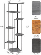 52.4” Tall 7-Tier Multiple Plant Stand Indoor, Oak Grey - Image 3