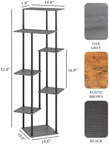52.4” Tall 7-Tier Multiple Plant Stand Indoor, Oak Grey - Image 3