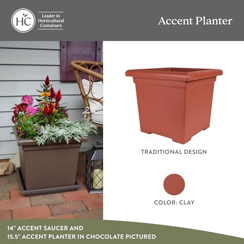 The HC Companies Accent Square Plant Pot, 12.5 Inch, Clay, 2-Pack - Image 2