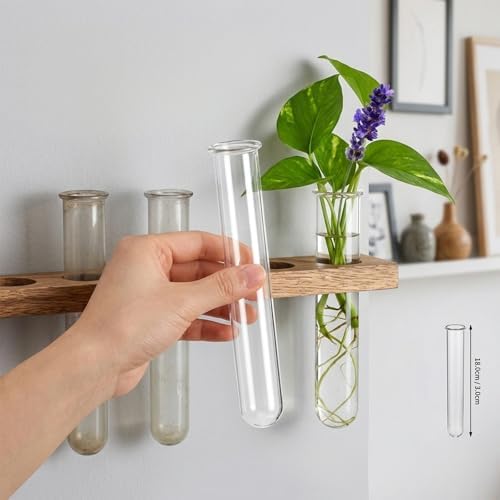 4pcs Plant Propagation Tubes Glass Test Tube Vase Replacement Clear Hydroponic Flower Vase for Home Office Wall Decor Desktop Decorations (Without Stand) (18.00X3.00X2.50CM) - Image 4