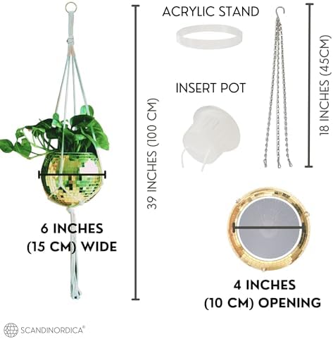 SCANDINORDICA Disco Ball Planter, Value Package, 6-inch Gold - Image 3