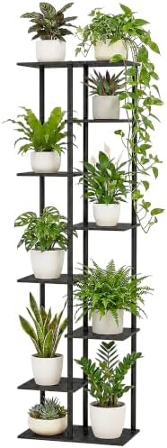 Corner Tall Plant Stand Indoor 8 Tier 10 Potted, Black by GreenLivingSpaces