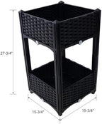Raised Garden Bed, Elevated Plastic Planter Box with Legs, Self-Draining Outdoor Garden Box with Drainage Plug, Rattan Pattern PP Planter for Vegetables Flowers Herbs Patio Balcony Backyard,Bl - Image 2
