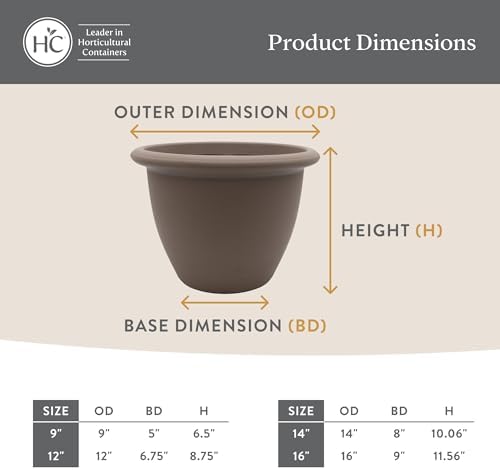 The HC Companies Sevilla Flower Planters - Durable Outdoor & Indoor Planter - Round Lightweight Self Watering Plant Pots for Herbs & More (14" Cottage Stone, Pack of 1) - Image 5