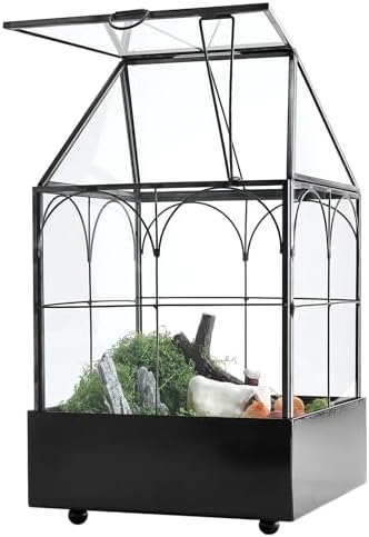 HighFree Glass Terrarium with Metal Tray, Glass Greenhouse Terrarium Kit by HighFree