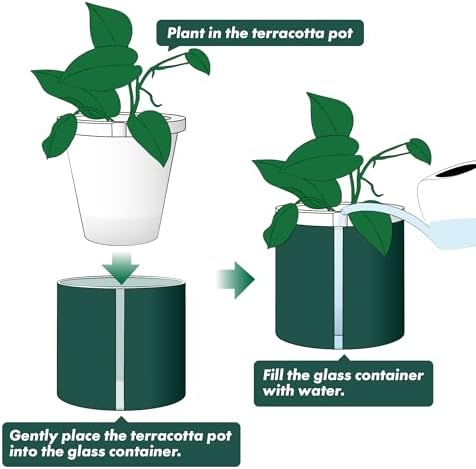 D'vine Dev Self Watering Terracotta Pot, Teal Glass Cup, 8 in, 37-X-C-5 - Image 5