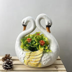White Resin Flower Container Garden Decor, Outdoor with Pastoral Patio and Balcony, Lightweight Lasting Craft Ornament(Model B) - Image 3