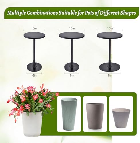 Adjustable Height Plant Risers for Inside & Outdoor Pots - Universal 7.5-12" Large Planter Insert with 6/8/10" Base | Square/Round Pot Elevator - Image 4