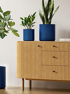 LE TAUCI 10+8+6 Inch Ceramic Pots for Plants, Indoor Planters with Drainage Hole and Plug, Modern Cylinder Flower Pots Set of 3 for Office and Living Room, Glossy, Midnight Blue - Image 2
