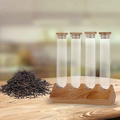 Cereals Canister Test Tubes with Sealed Wooden Caps Plant Propagation Glass Containers for Coffee and Tea Display and Scientific Experiments (4 Tubes) - Image 5
