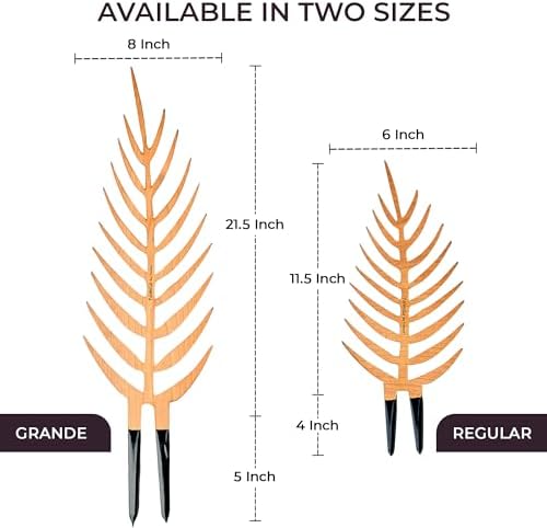 Treleaf Palmella Palm Leaf Inspired Wooden Trellis – Grande Size Indoor Plant Support for Climbing Plants – 24” Decorative Houseplant Trellis and Wooden Plant Stake for Potted Vines - Image 3