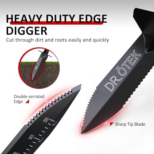 Metal Detecting Shovel for Digging, Heavy Duty Double Serrated Edge Digging Tool with Sheath, Metal Detector Accessories Garden Trowel Hand Shovel for Treasure Hunting Gardening Camping & Outdoor Use - Image 2