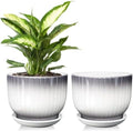Ceramic Plant Pots, 6.7 Inch, Gray+White, Set of 2 by YUFDA