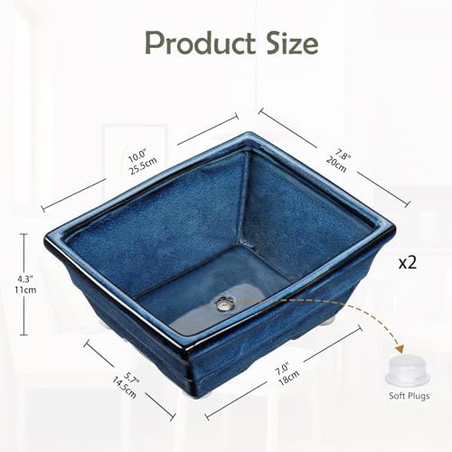 Villa Como Set of 2 Large Bonsai Pots with with Drainage Hole, 10" - Image 2