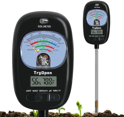 7-in-one Soil Test Kit, Soil Moisture Meter/PH Meter/Sunlight Intensity/Fertility Soil Tester, LCD Display Air & Soil Hygrometer Temperature for Garden, Farm, Lawn Care Moisture Meter for Hous Plants by Unknown
