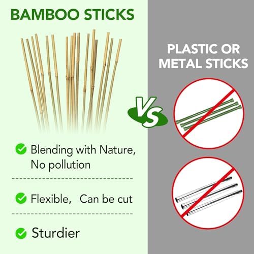 60Pcs Bamboo Stakes for Plant 4 Feet, Garden Bamboo Plant Stakes for Plants Support, Bamboo Sticks for Climbing Plants, Tomatoes, Sunflowers, Beans, Potted Plants, Trees - Image 2