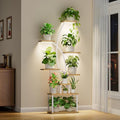 Plant Stand Indoor with Grow Lights, 8 Tiered Tall Plant Shelf for Indoor Plants Multiple, 65" Large Corner Shelves Metal Curved Flower Holder Display Rack for Living Room Patio Balcony, White by JUSTOGO