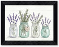Framed Canvas Wall Art Watercolor Mason Jar Herb Bouquet Seafoam Lavender Rosemary Greenery Canvas Print Poster Black Frame Wall Decor for Kitchen Dining Room Farmhouse Decor, Rustic Gift - Inch 16x20 by Unknown
