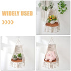 Macrame Plant Hanger Indoor Hanging Basket Cotton Rope Woven Holder for Small Pots and Plants, Bohemian Style Hanging Planter Suitable for Home and Patio Decor - Image 3