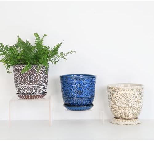 Gepege Ceramic Plant Pots, 6 Inch Indoor Planters with Drainage & Saucers - Image 7