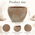 Geetery 8" Large Rustic Terracotta Ceramic Planter Pots with Drainage Hole - Image 2