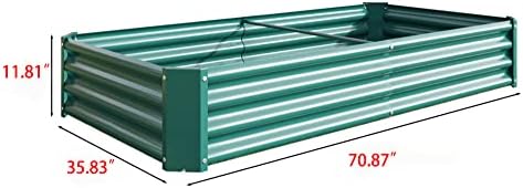 Outdoor Large Galvanized Metal Raided Garden Bed,Planter Box for Flowers Vegetables Fruit,Rectangular (Green, 6x3x1 ft) - Image 7