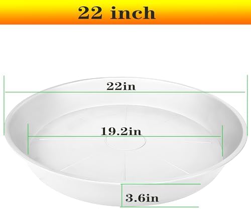 3 Pack of 22 inch Plant Saucer, 3.6" Depth Tray, Large Deep Garden Plastic Flower Planter Plant Trays for Indoors Outdoor Bath Bath (22", Creamy White) - Image 2