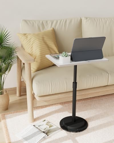 Rectangle Drink Table, Height Adjustable Pedestal Table, White - Image 4