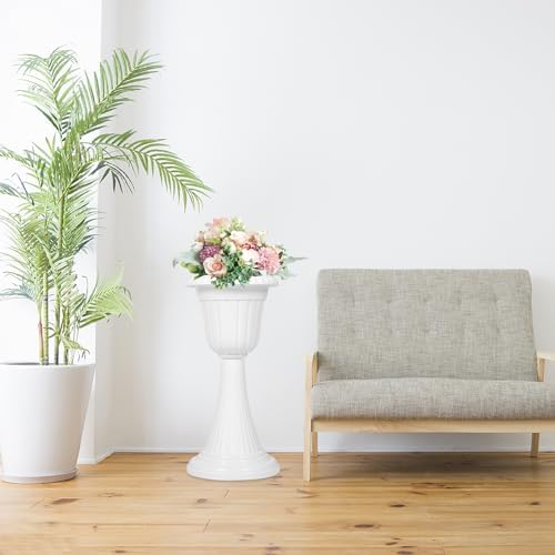 Happyyami Flower Pot Outdoor Planter Urn Flower Vase Wedding Flower Trumpet Vase Greek Column Urn Flower Pot Flower Pots for Urn Pot Decorative Urns Plastic European Style Pillar White - Image 6
