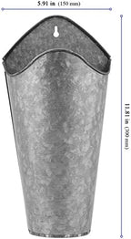 KEILEOHO 4 PCS Galvanized Metal Wall Planter, 11.8 Inch Galvanized Metal Hanging Baskets, Metal Wall Vases for Flowers with Screws, Farmhouse Decor Hanging Planter for Home Wall Decor, Silver - Image 2