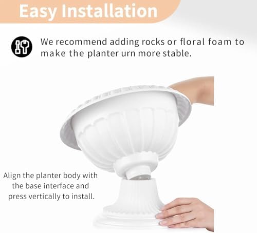 NUPTIO Classic Plastic Urn Planter: 6 Pcs 10.23 Inch Pedestal Pot for Porch - Image 5
