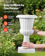 VEVOR Plastic Urn Planters, 9.8 x 16.5 Inch, 2 Pack White Classic Flower Pots Front Porch Planters, Indoor & Outdoor Vase for Wedding, Party, Event, Home, Stage, Garden, Balcony, Patio Decoration - Image 4