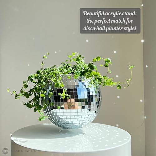 SCANDINORDICA Disco Ball Planter, Value Package, 8-inch Silver - Image 6