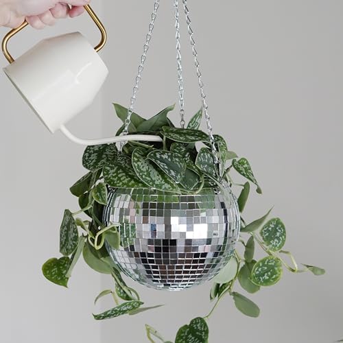 Bubblegum Stuff Disco Ball Hanging Planter (8 in) - Hanging Planters for Indoor Plants - Spherical Shaped Plant Pots with Mirrored Exterior - Available in 4-inch, 6-inch and 8-inch Sizes… - Image 5