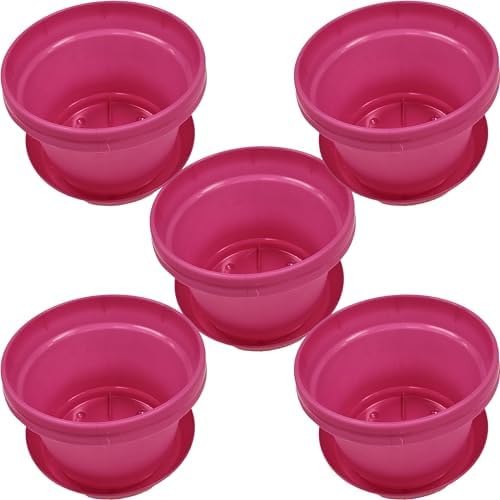 Flower Pots with Saucers, 9 inch, Pink, Case of 5 by AustinPlanter