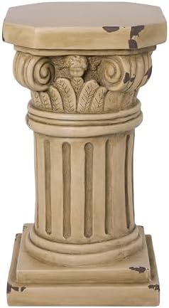 Christopher Knight Home 18.50" H Ionic Pedestal Plant Stand MGO Decorative Side Table Indoor Outdoor Entryway Garden Living Room Patio Sculpture Base, Antique Yellow - Image 4