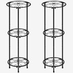 CASIMR Plant Stand Indoor Outdoor, Metal Rustproof Flower Shelf 3 Tier 32.3 inch, Tall Multiple Plant Pot Holder Rack for Garden Patio Living Room Corner Balcony, 2 Pack Black by CASIMR