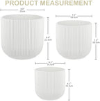 Ceramic Pots for Plants Set of 3, 6+7+9 Inch Plant Pots with Drainage Holes, Modern Decorative Pots for Succulents Snake Plants Indoor Outdoor Home Office Garden Decor, White - Image 3