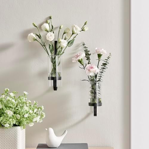 2 Piece Iron Glass Vase, Bottle Flower Vase, Hanging Metal Plant Stand, Metal Iron, Creative Wall Hanging - Image 5