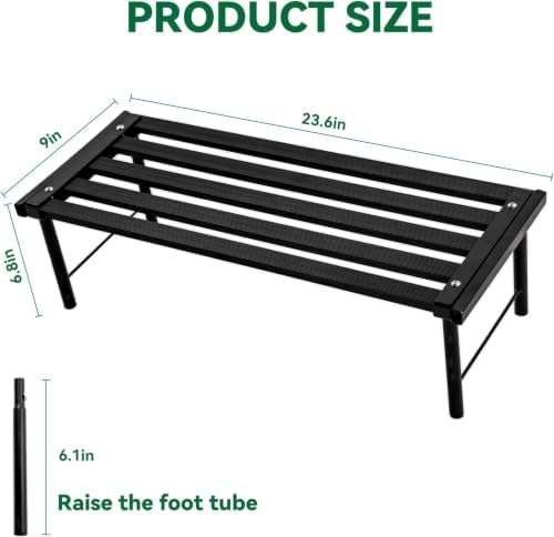 Metal Plant Stand, Rust-proof Aluminum Flower Pot Stand, Heavy Duty Planter Display Shelving for Patio Balcony Garden Living Room Decorative (Black, 23.6 Inch) - Image 3