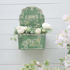 BIG FORTUNE Metal Wall Mount Planter Wall Vases for Flowers Shabby Chic Decor for Rustic Farmhouse Outdoor Decor (Green) - Image 3