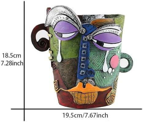 Picasso Abstract Resin Flower Pots Colorful Unique Face Planters Pots Head - Image 4