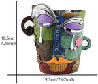 Picasso Abstract Resin Flower Pots Colorful Unique Face Planters Pots Head - Image 4
