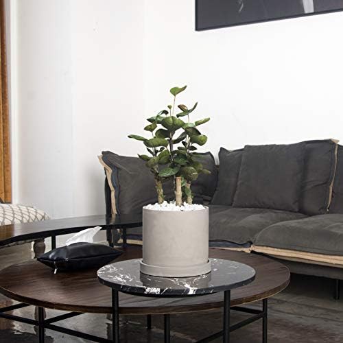 Ekirlin 9 Inch Flower Plant Pot Indoor - Grey Cement Garden Planter Concrete Planter with Drain Hole Saucer, Modern Succulents Containers for Home Decor, Office & Outdoor - Image 5