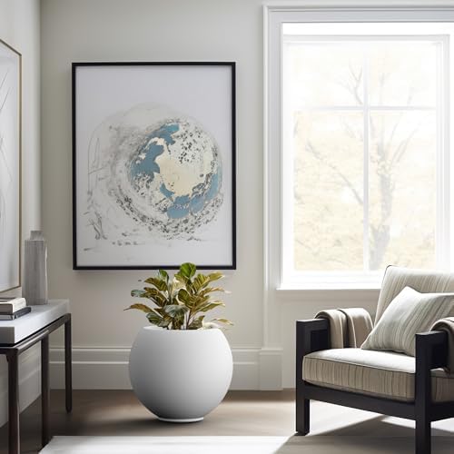 Kante Accent Round Sphere White Concrete Planter 19.3" Dia, Outdoor - Image 3