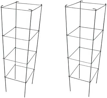 46" Height 12" Width 2PCS Galvanized Square Folding Tomato Cage,Plant Support Stake Tower by MTBSUPPLY